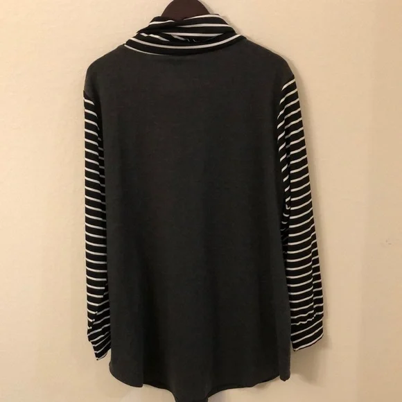 Bloom Chic Mock Neck Striped Patchwork Drawstring Sweatshirt 18-20 NWT - Picture 7 of 8
